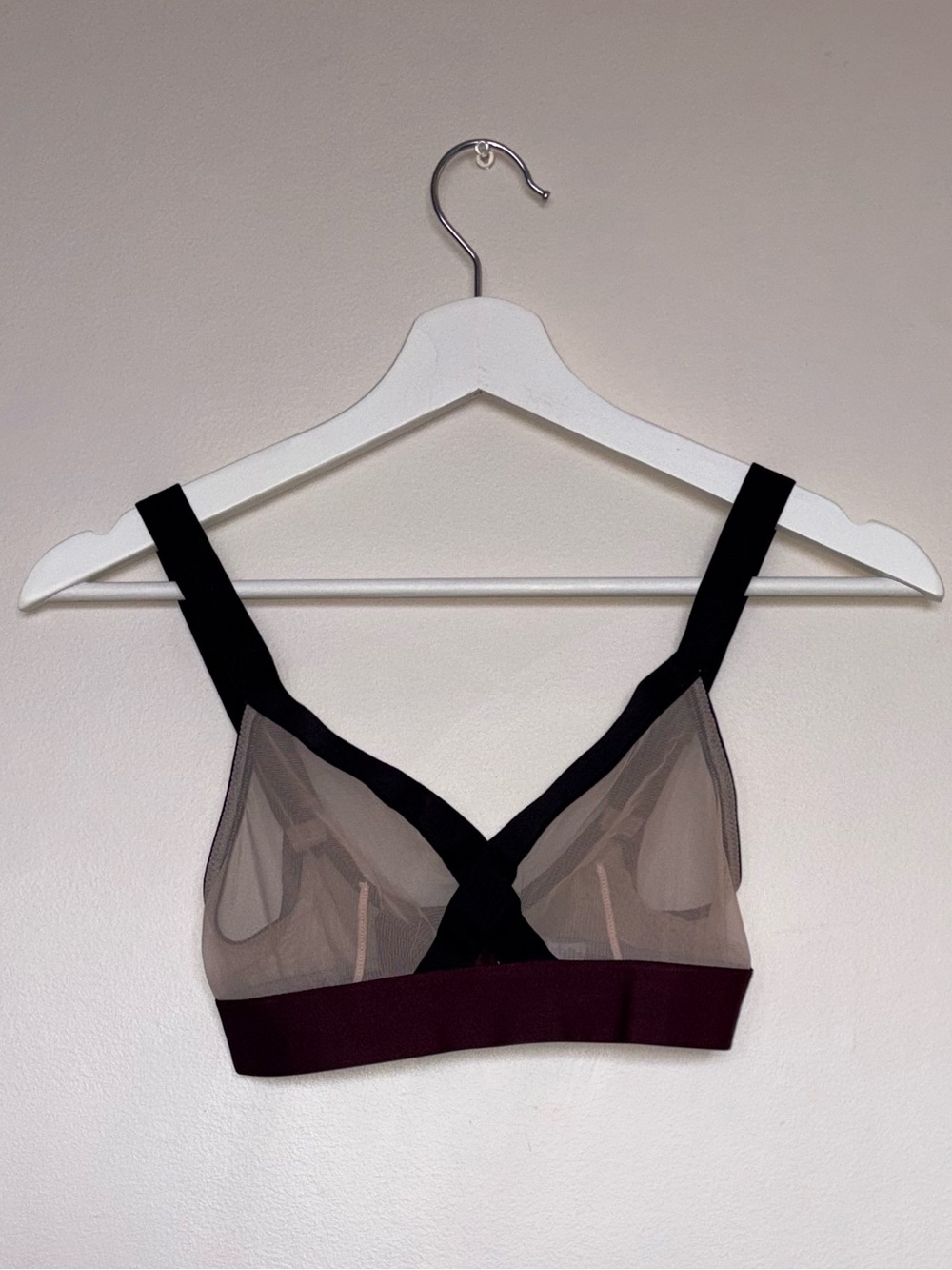 Dkny Sheer Mesh Bralette in Black and Burgundy